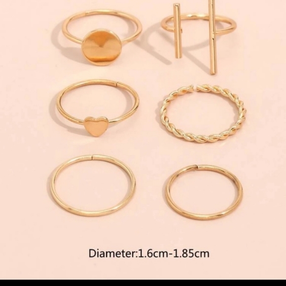 6 Piece Goldtone Trendy Ring Set - Picture 4 of 4